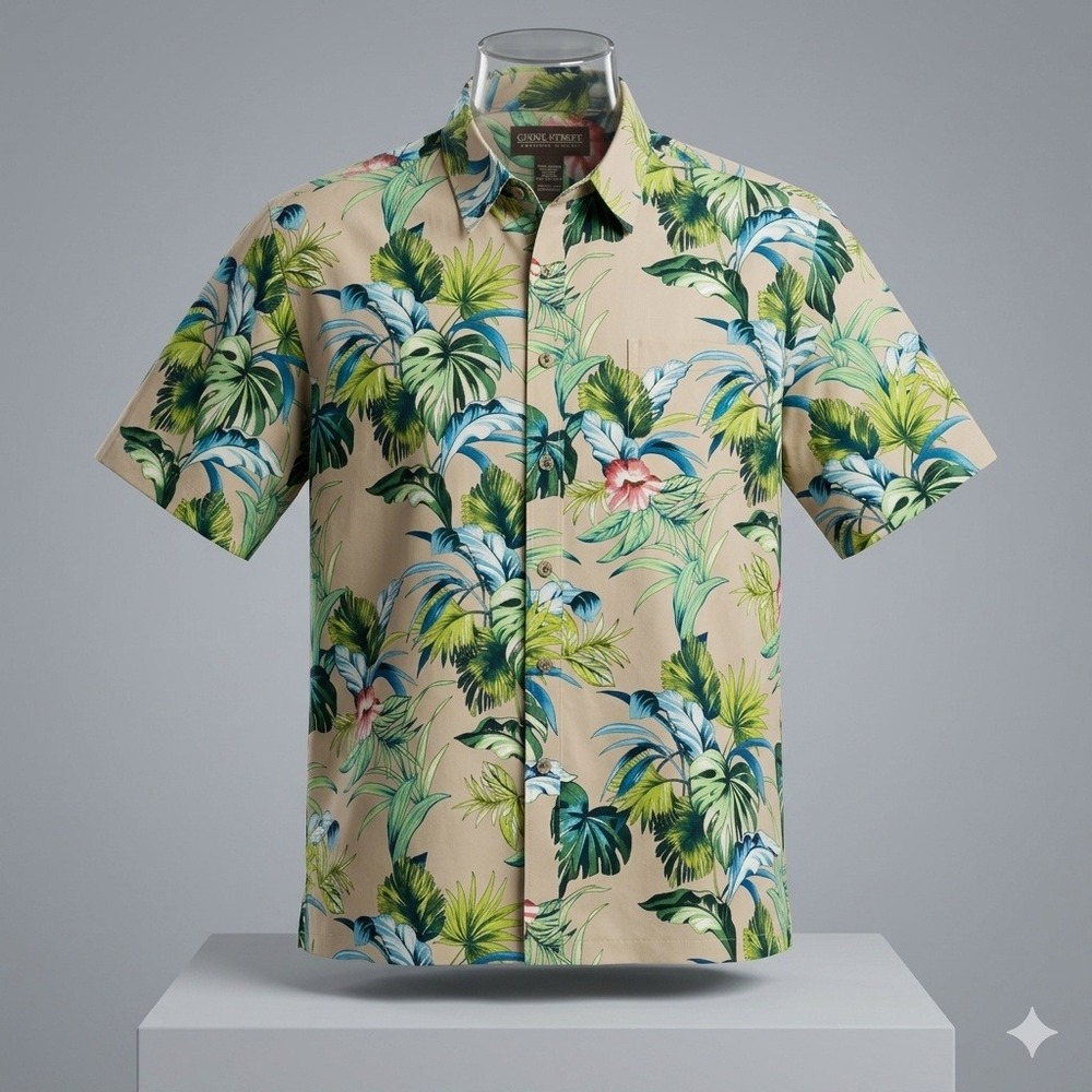 Cooke Street Hawaiian Shirt Large Floral Hibiscus Monstera‎ Cotton Reverse Print